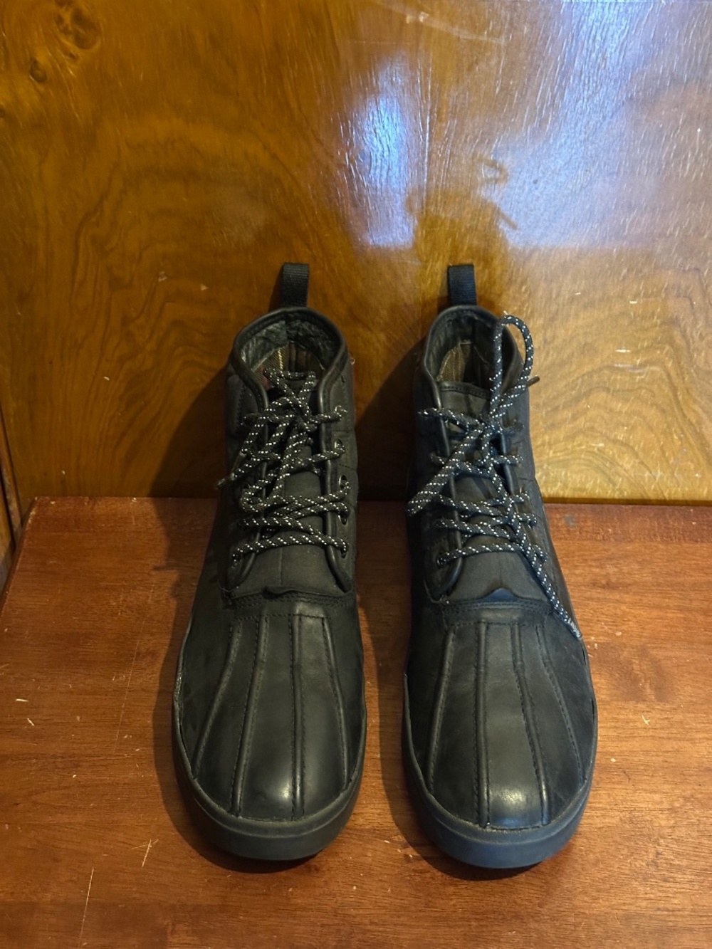 Barbour Black Leather Microfiber Shell Toe Rain Boots